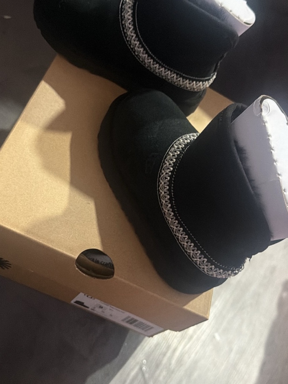 UGG Black Kids Short Boots with Silver Trim